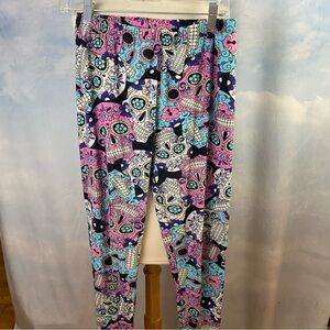 Plus Size Colorful Sugar Skull Print Leggings
